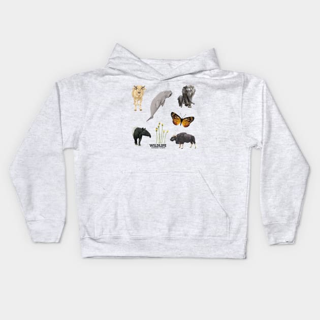 Save beautiful Wildlife Kids Hoodie by KewaleeTee